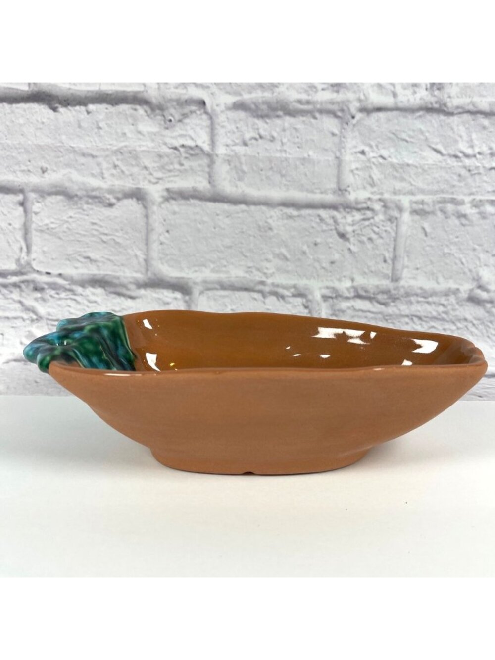 Vintage Ceramic Terracotta Bowl Handcrafted Green Glaze Southwest Chili Pepper - Picture 4 of 11
